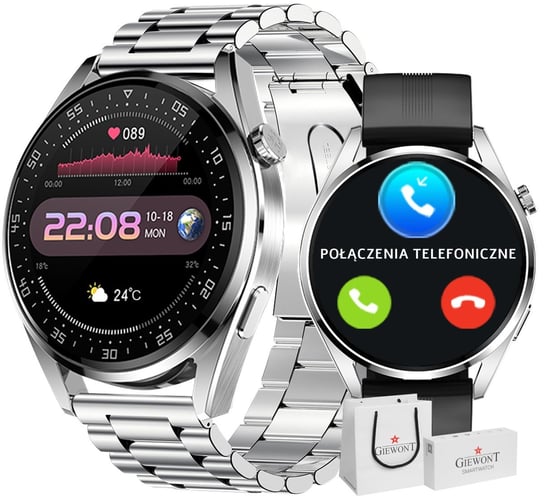 Smartwatch Giewont Vertex SmartCall GW450-4 Silver/Carbon Silikon GIEWONT