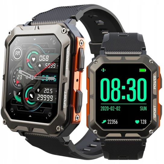 Smartwatch męski JG Smart C20 pomarańczowy prostokątny pulsoksymetr JG Smart