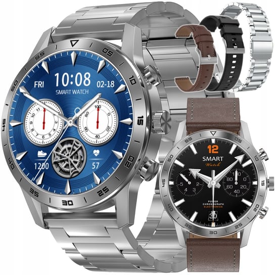 Smartwatch męski JG Smart Dt70 srebrny okrągły pulsometr JG Smart