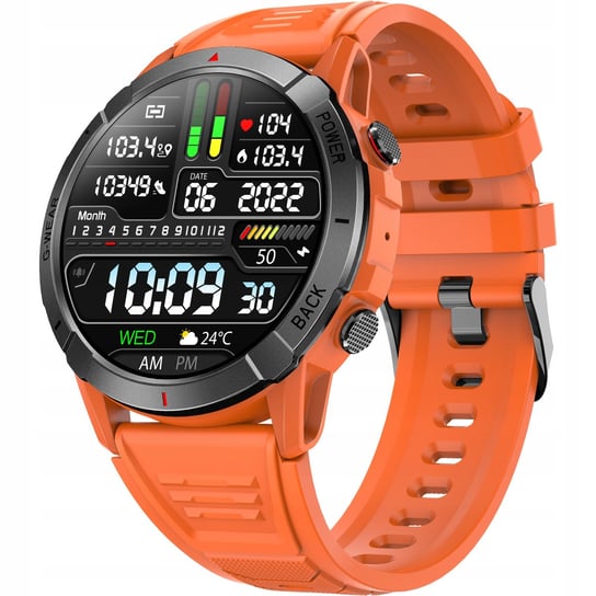 Smartwatch męski JG Smart Nx10 pomarańczowy okrągły wykrywanie tętna JG Smart