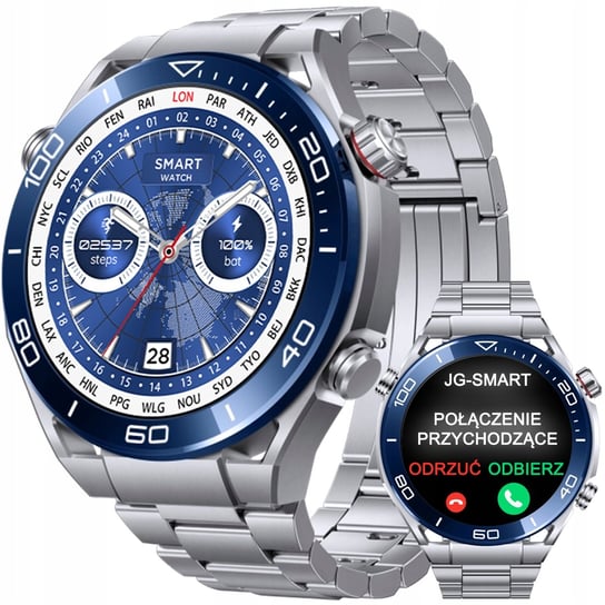 Smartwatch męski JG Smart S59 srebrny okrągły wykrywanie tętna JG Smart
