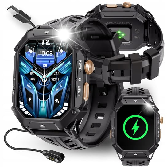 SMARTWATCH MĘSKI MILITARNY WODOODPORNY ROZMOWY POLSKIE MENU AMOLED 1000mAh JG Smart