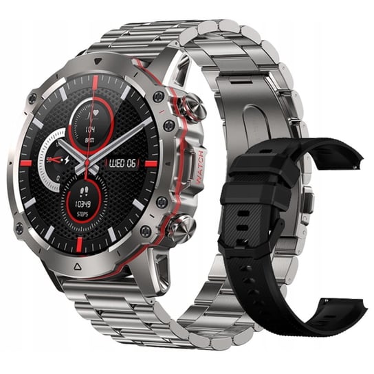 Smartwatch męski Rubicon RNCF18 srebrna bransoleta i czarny silikon Rubicon