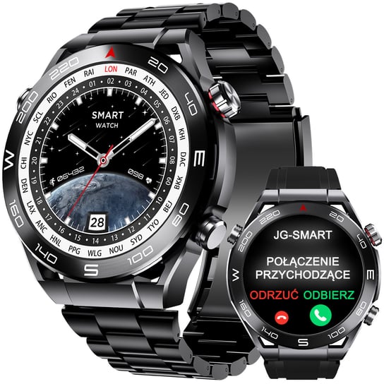 Smartwatch Męski Z Funkcją Pomiaru Cukru Glukoza Polskie Menu Funkcja Rozmów / Trzy Paski - Jg Smart S59 JG Smart