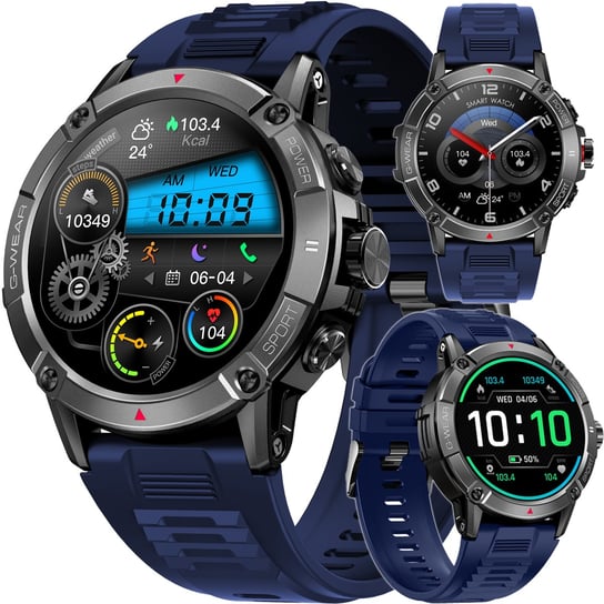 Smartwatch męski z funkcją rozmów ciśnienie puls polskie menu kardio / dwa paski - JG Smart NX8 JG Smart