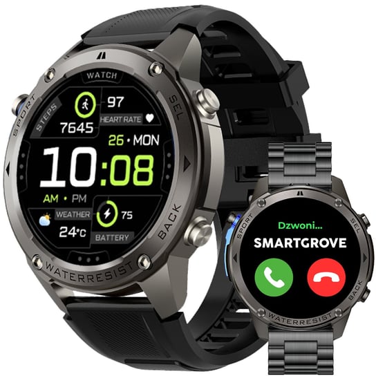 SMARTWATCH MĘSKI ZEGAREK MENU PL GPS WODOODPORNY SPORT ROZMOWY AMOLED SmartGrove