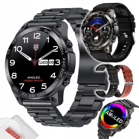 SMARTWATCH MĘSKI ZEGAREK ROZMOWY POMIARY AMOLED Inna marka