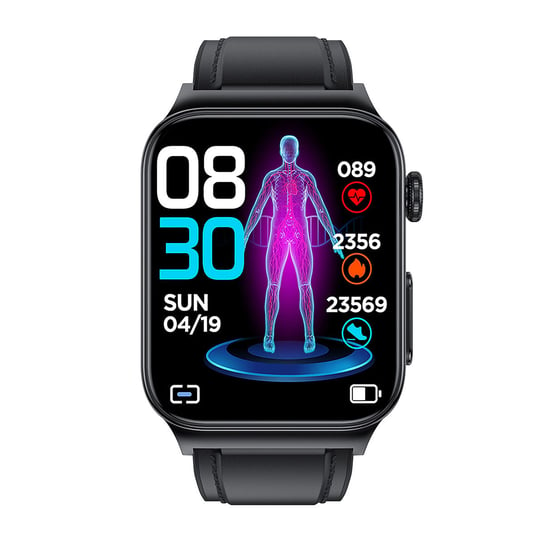 Smartwatch Watchmark Cardio One Czarny skórzany EKG Ciśnieniomierz Pomiar glukozy Tętno Watchmark