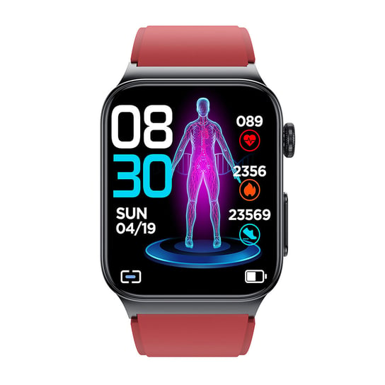 Smartwatch Watchmark Cardio One Czerwony EKG Ciśnieniomierz Pomiar glukozy Tętno Watchmark