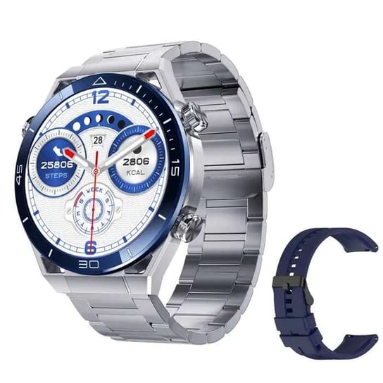 Smartwatch zegarek Bestphone BF4 srebrny z opaską silikonową grantową i stainless "2" srebrną Bestphone