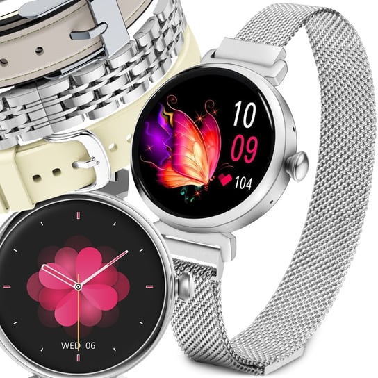 Smartwatch Zegarek Damski Dla Kobiety Menu Pl Połączenia Smart Watch 4Paski JG Smart