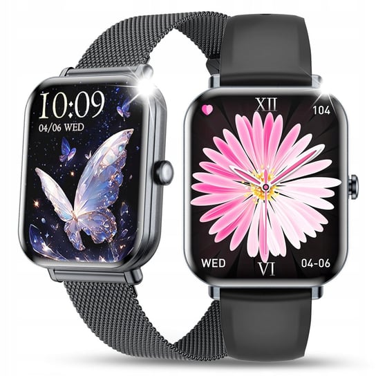 Smartwatch Zegarek Damski Polskie Menu Ciśnienie Rozmowy Puls Sport 2Paski JG Smart
