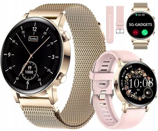 Smartwatch Zegarek Damski SG-Gadgets 30 Pro Polskie Menu Rozmowy 2 Paski Złoty SG-Gadgets
