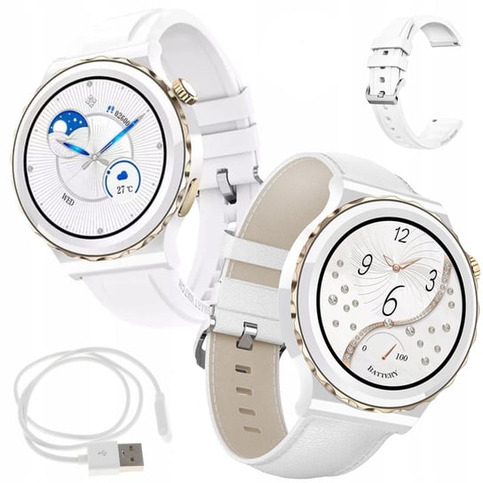 Smartwatch Zegarek Damski Wielofunkcyjny E23 Dwa Paski - Biały Bowi