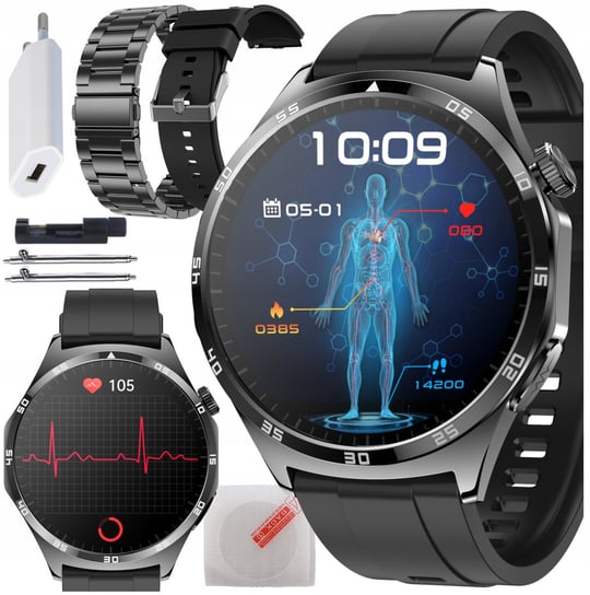 SMARTWATCH ZEGAREK EKG CIŚNIENIOMIERZ Z POMIAREM GLUKOZY SKŁAD KRWI MENU PL Lichip