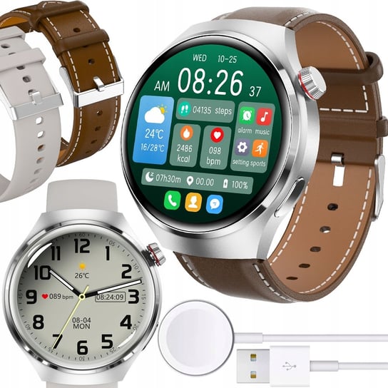Smartwatch zegarek męski JG Smart srebrny okrągły wykrywanie tętna JG Smart