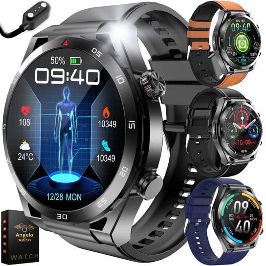 SMARTWATCH ZEGAREK MĘSKI Z FUNKCJĄ POMIARU CUKRU EKG GLUKOZA MENU POLSKIE Angelo Watches