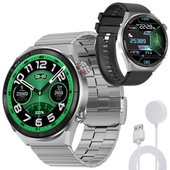 Smartwatch Zegarek Wielofunkcyjny Sportowy Dwa Paski - Czarny Bowi