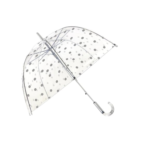 Smati, Długi parasol przezroczysty kopuła, srebrne grochy, UBUL5050 Smati