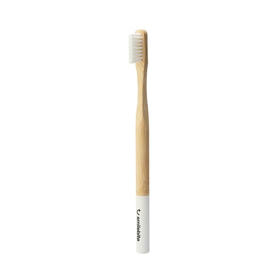 Smilebite, Bambusowa szczoteczka do zębów z nylonowym, białym włosiem, 1 szt. Smilebite