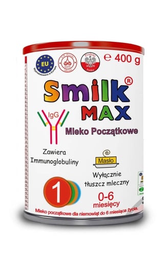 Smilk Max 1, Mleko początkowe dla niemowląt, 400 g Smilk