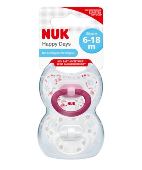 Smoczek silikonowy Nuk 6-18 m Happy Days 2 sztuki Nuk