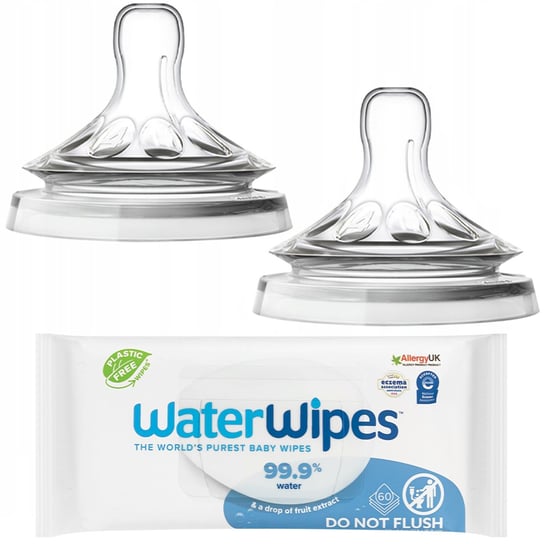 Smoczki do butelki Philips Avent 6m+ SCF044/27 + Chusteczki nawilżane WaterWipes Bio 60szt Philips Avent