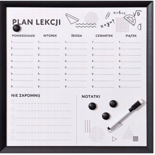 SMUKEE Tablica magnetyczna 40x40cm PLAN LEKCJI 484 - SMUKEE | Sklep