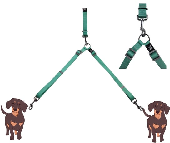 Smycz dla dwóch psów PODWÓJNA zielona 120 cm/ 2 cm Inna marka