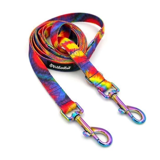 Smycz Dla Psa Przepinana Tie Dye 2 cm, karabińczyk 7 cm, Holo opalizujący petrol effect -220 cm Psiakrew