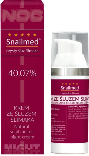 Snailmed Krem na noc silnie nawilżający Nocna odbudowa. 30 ml Produkt Polski snailmed