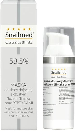 Snailmed Maska z czystym ślizem ślimaka i peptydami. Do skóry dojrzałej 30 ml.  Produkt Polski snailmed