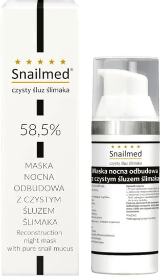Snailmed Nocna Odbudowa- Maska do twarzy z czystym śluzem ślimaka. 50 ml Produkt Polski snailmed