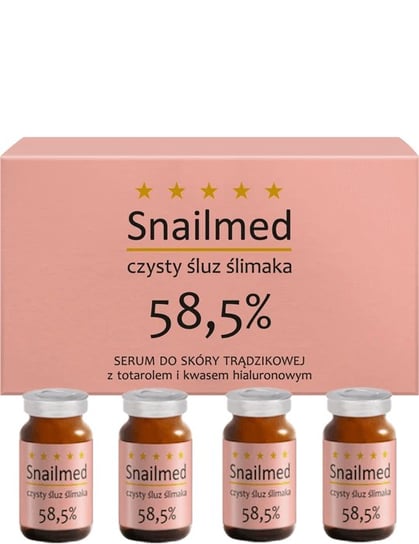 Snailmed, serum ze śluzem ślimaka do skóry trądzikowej z Totarolem i Kwasem Hialuronowym 58,5%, 4 ampułki po 8 ml snailmed