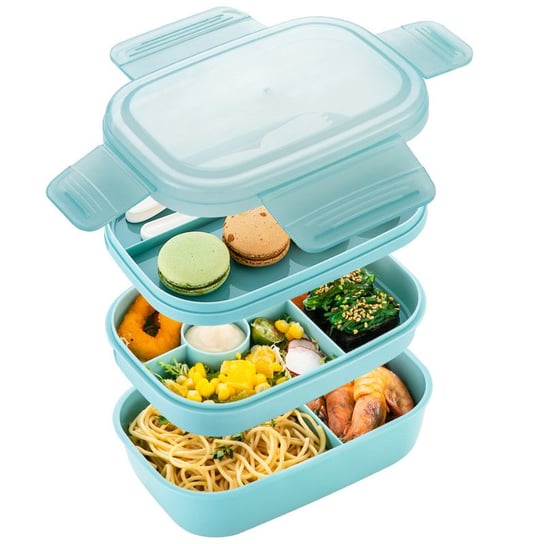 Śniadaniówka Lunchbox z Przegródkami Piętrowy Pojemnik Sztućce Niebieski Openhome 21.5x14.5x10cm OpenHome