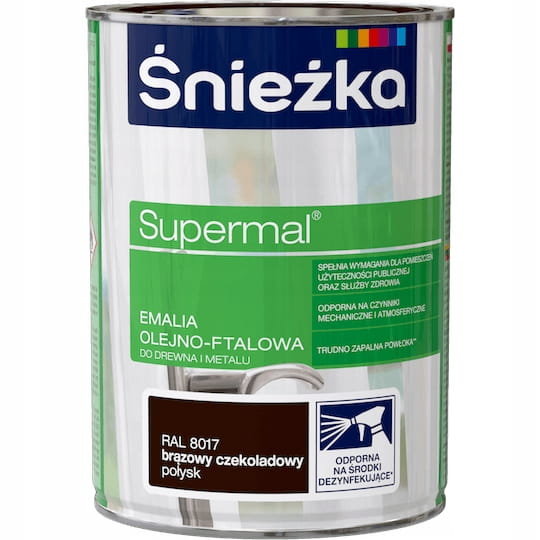 Śnieżka Supermal Emalia olejno-ftalowa brąz RAL8017 0,8l Śnieżka