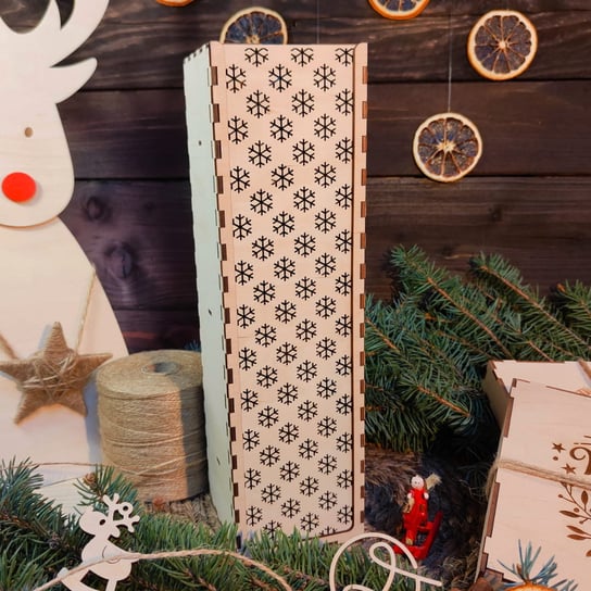 Śnieżynki - drewniana skrzynka na wino ze świątecznym motywem Inna marka