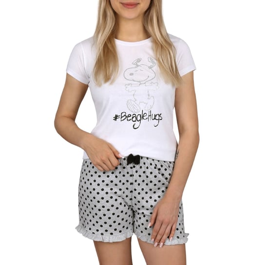 Snoopy Fistaszki Dziewczęca piżama na krótki rękaw, biało-szara piżama 11 lat 146 cm sarcia.eu