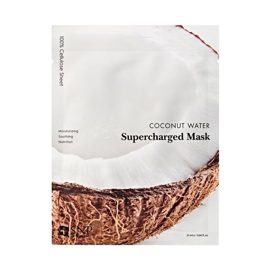 SNP, Coconut Water Supercharged Mask, Rozświetlająca maska w płachcie z wodą kokosową, 25ml SNP