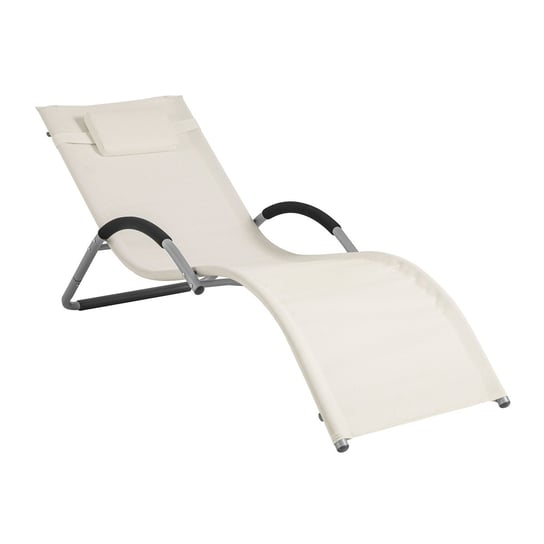 SoBuy Fotel relax Leżak plażowy ogrodowy Biały OGS38-W SoBuy