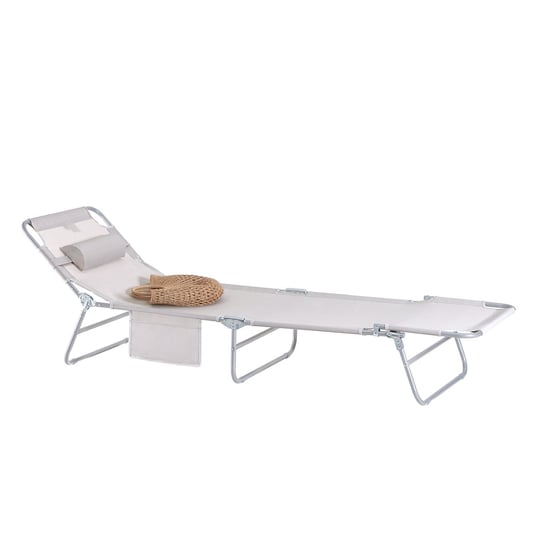 SoBuy Leżak krzesło składane Metalowy plaża na Fotel Kempingowy,beżowy OGS35-MI SoBuy