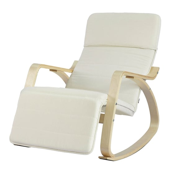 SoBuy relaksacyjny fotel na biegunach, z regulowanym podnóżkiem FST16-W SoBuy