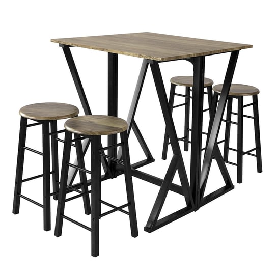 SoBuy Stół i Krzesło Kuchenne 5-częściowy komplet, stolik barowy + 4 krzesła OGT24-N SoBuy