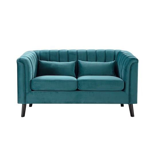 Sofa 2-osobowa DEKORIA Meriva Velvet, niebieska, 156,5x83,5x88 cm Dekoria