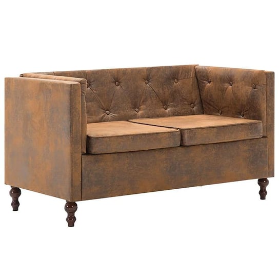 Sofa 2-osobowa James 2Q w stylu Chesterfield, brązowa, 68x70x124 cm Elior