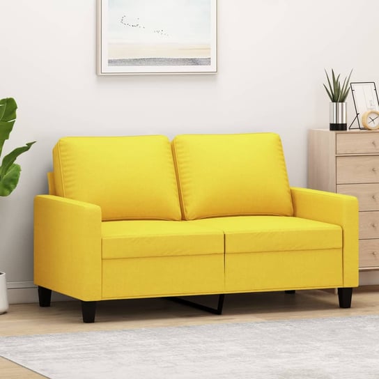 Sofa 2-osobowa, jasnożółta, 120 cm, tapicerowana tkaniną VMP