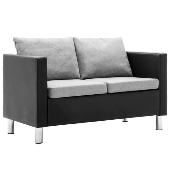 Sofa 2-osobowa obita sztuczną skórą vidaXL, czarno-jasnoszara, 119x61x62 cm vidaXL