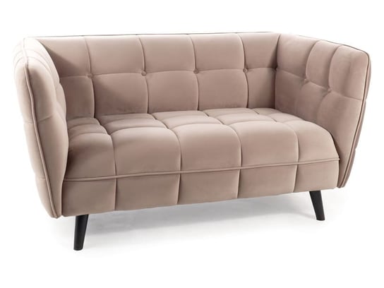 Sofa 2-osobowa tapicerowana do salonu CASTELLO 2 VELVET ciemo beżowa/wenge SIGNAL Signal Meble