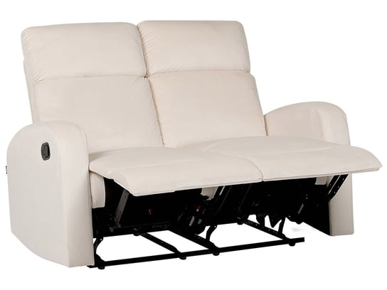 Sofa 2-osobowa welurowa z manualną funkcją relaksu biała VERDAL Beliani