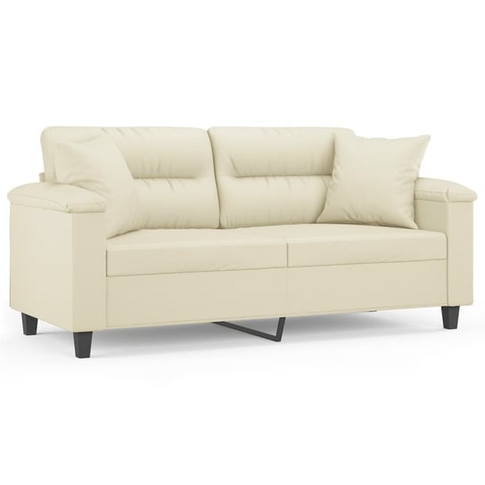 Sofa 2-osobowa z poduszkami, 170x77x80 cm, kremowa Zakito